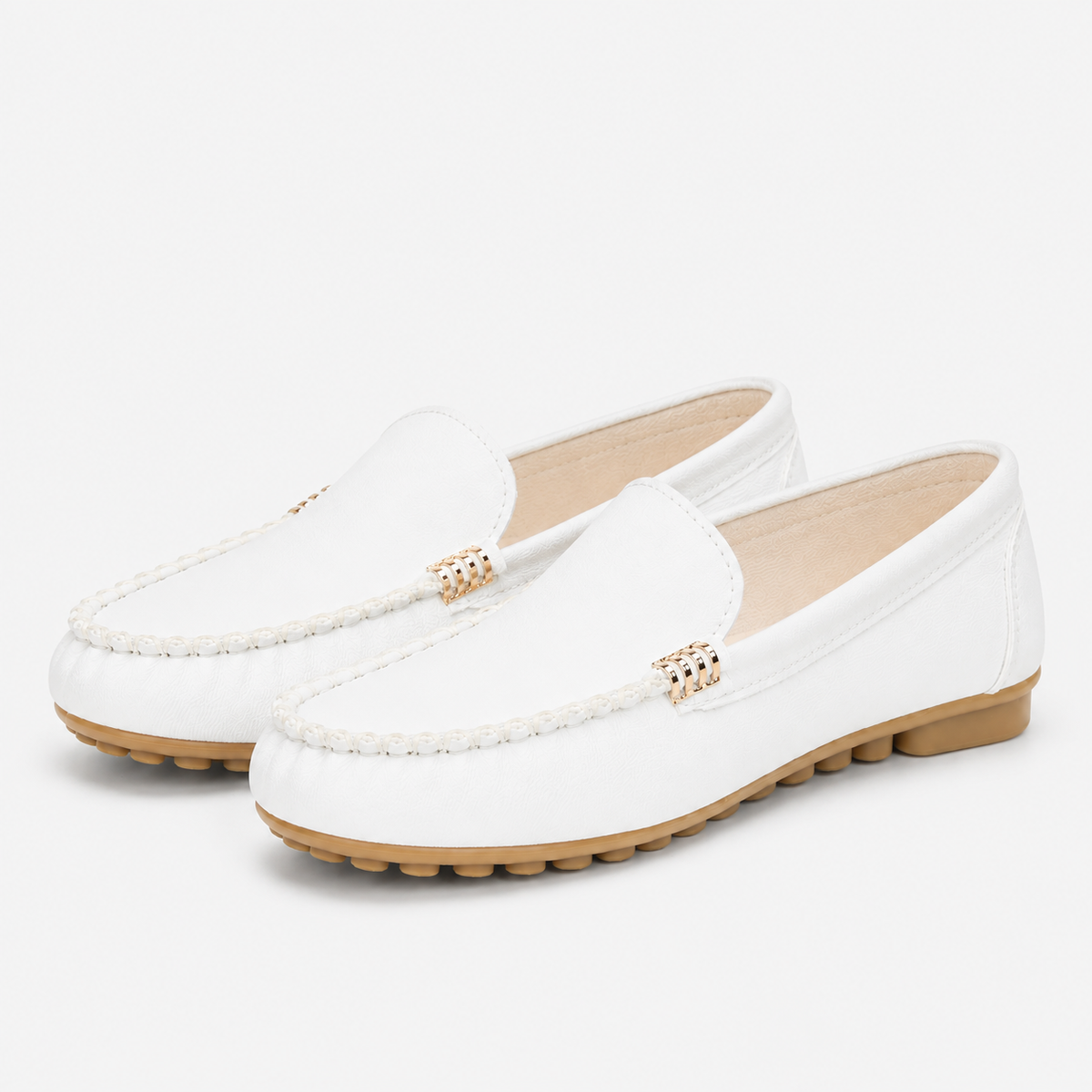 Mocassin Caoutchouc Blanc