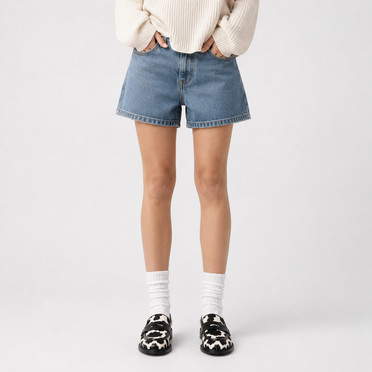 Mocassin Cuir Noir Femme Imprimé Vache