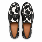 Mocassin Cuir Noir Femme Imprimé Vache