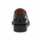 Mocassin Cuir Noir Femme Imprimé Vache