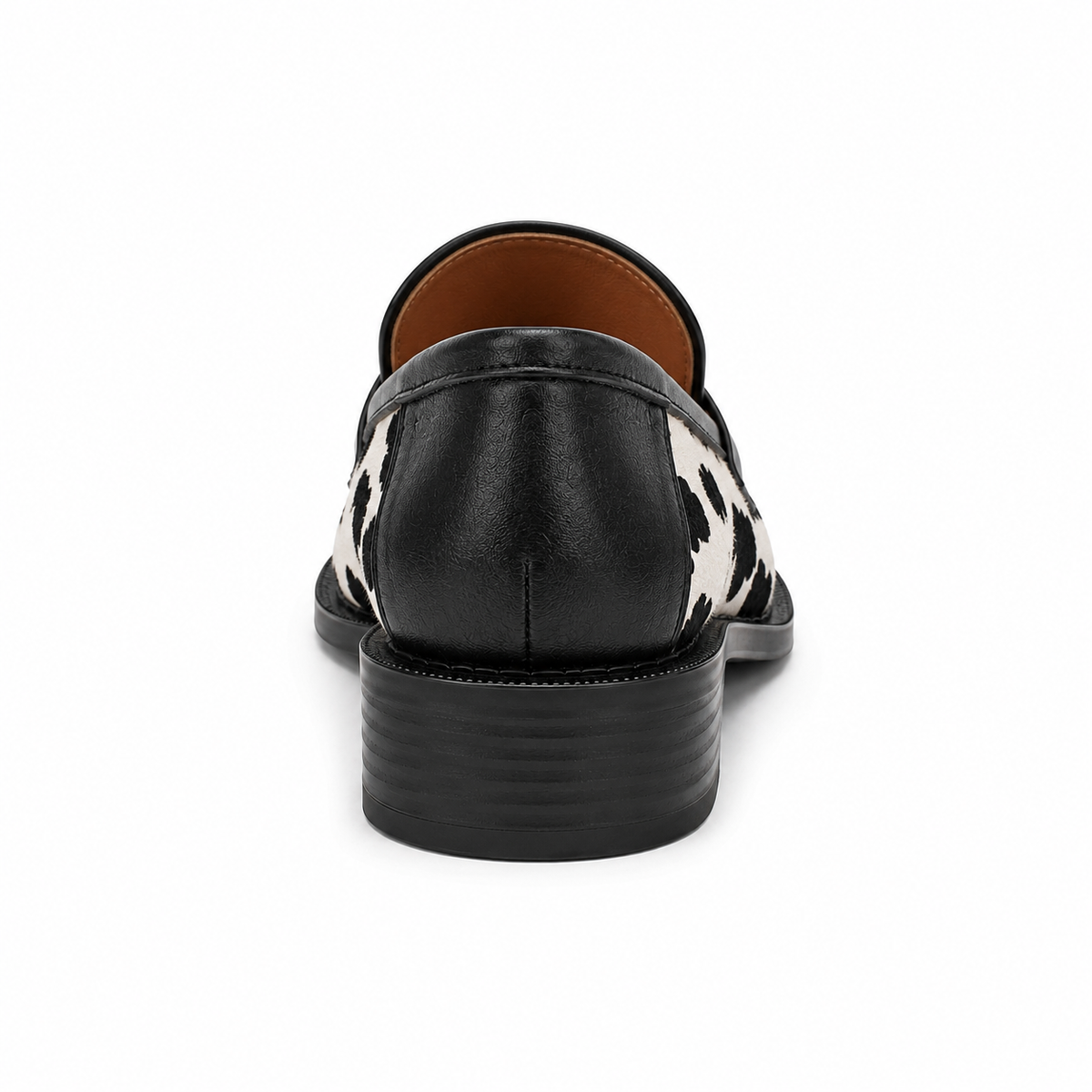 Mocassin Cuir Noir Femme Imprimé Vache
