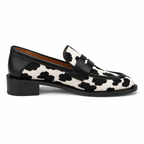 Mocassin Cuir Noir Femme Imprimé Vache