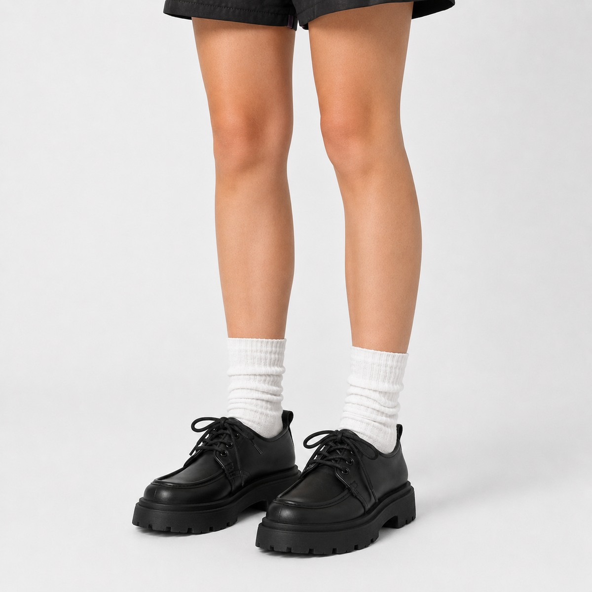 Mocassin Noir Femme Plateforme