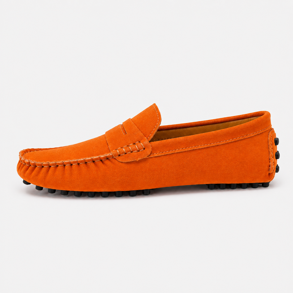 Mocassins Cuir Souple Femme Orange Suédé