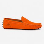 Mocassins Cuir Souple Femme Orange Suédé
