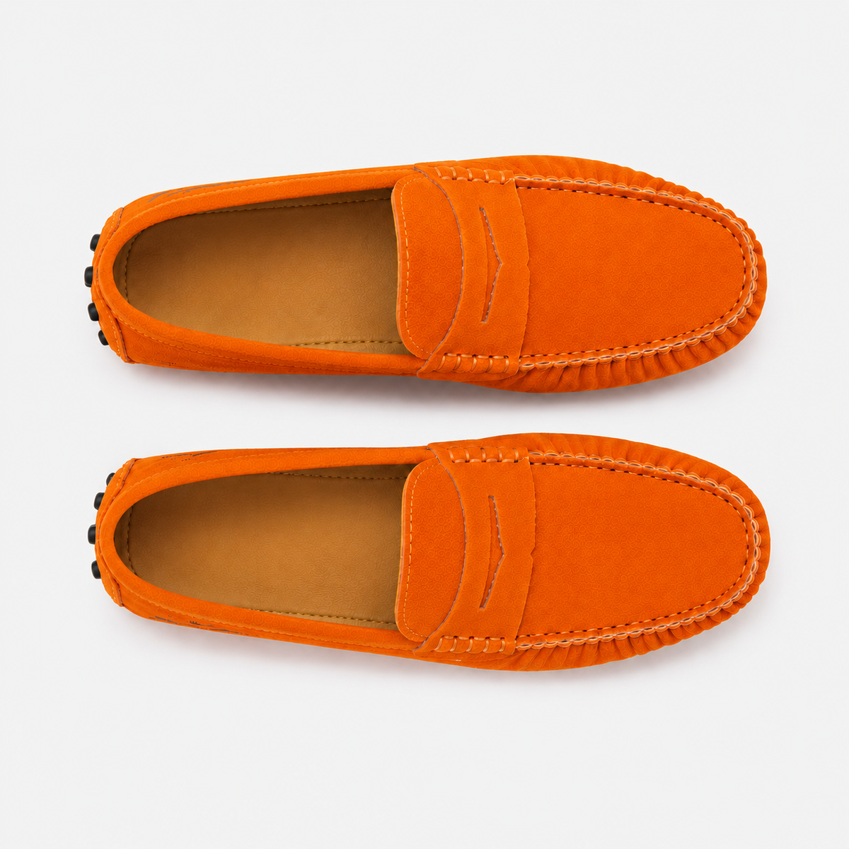 Mocassins Cuir Souple Femme Orange Suédé