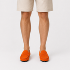 Mocassins Cuir Souple Femme Orange Suédé