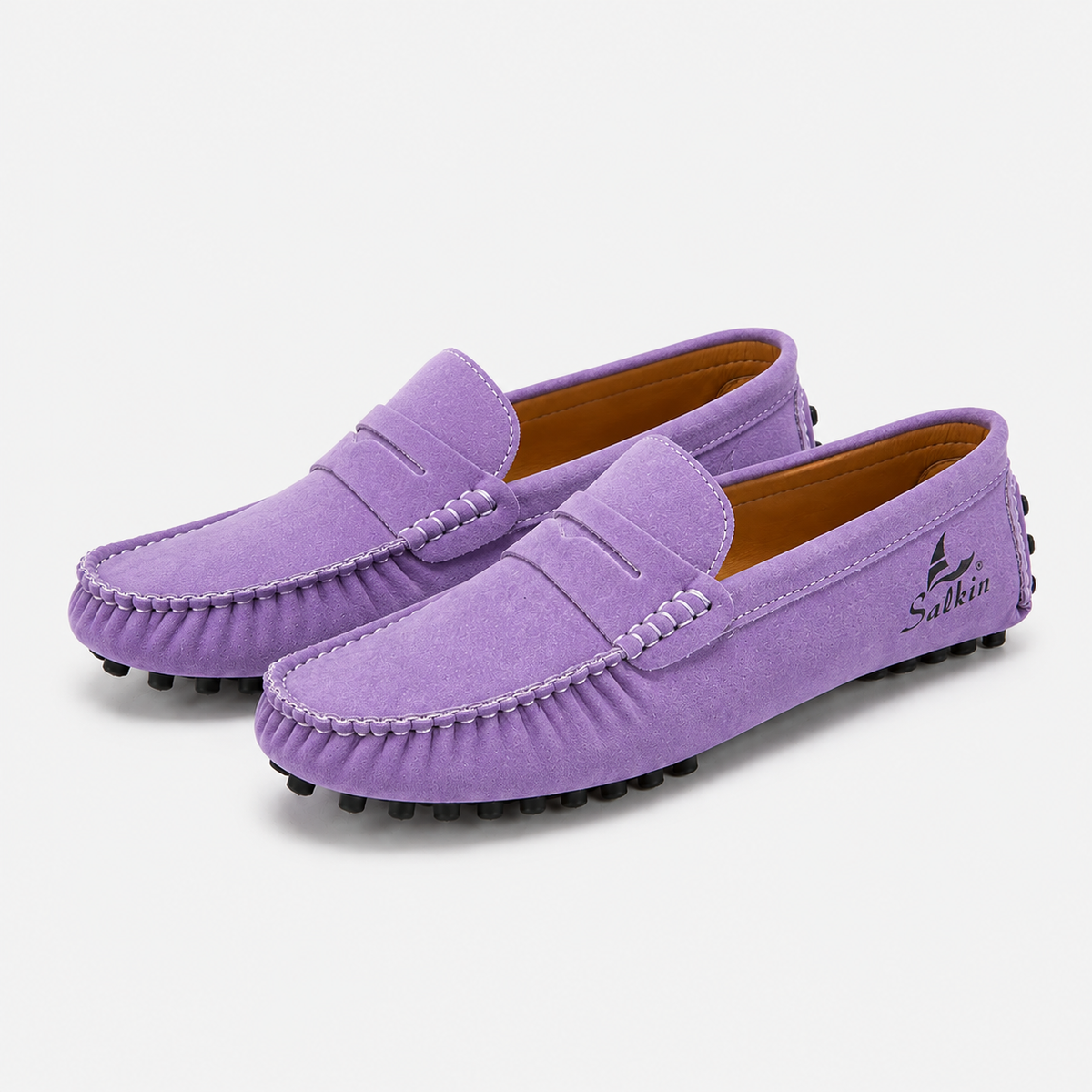 Mocassin Cuir Femme Violet En Croûte