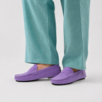 Mocassin Cuir Femme Violet En Croûte