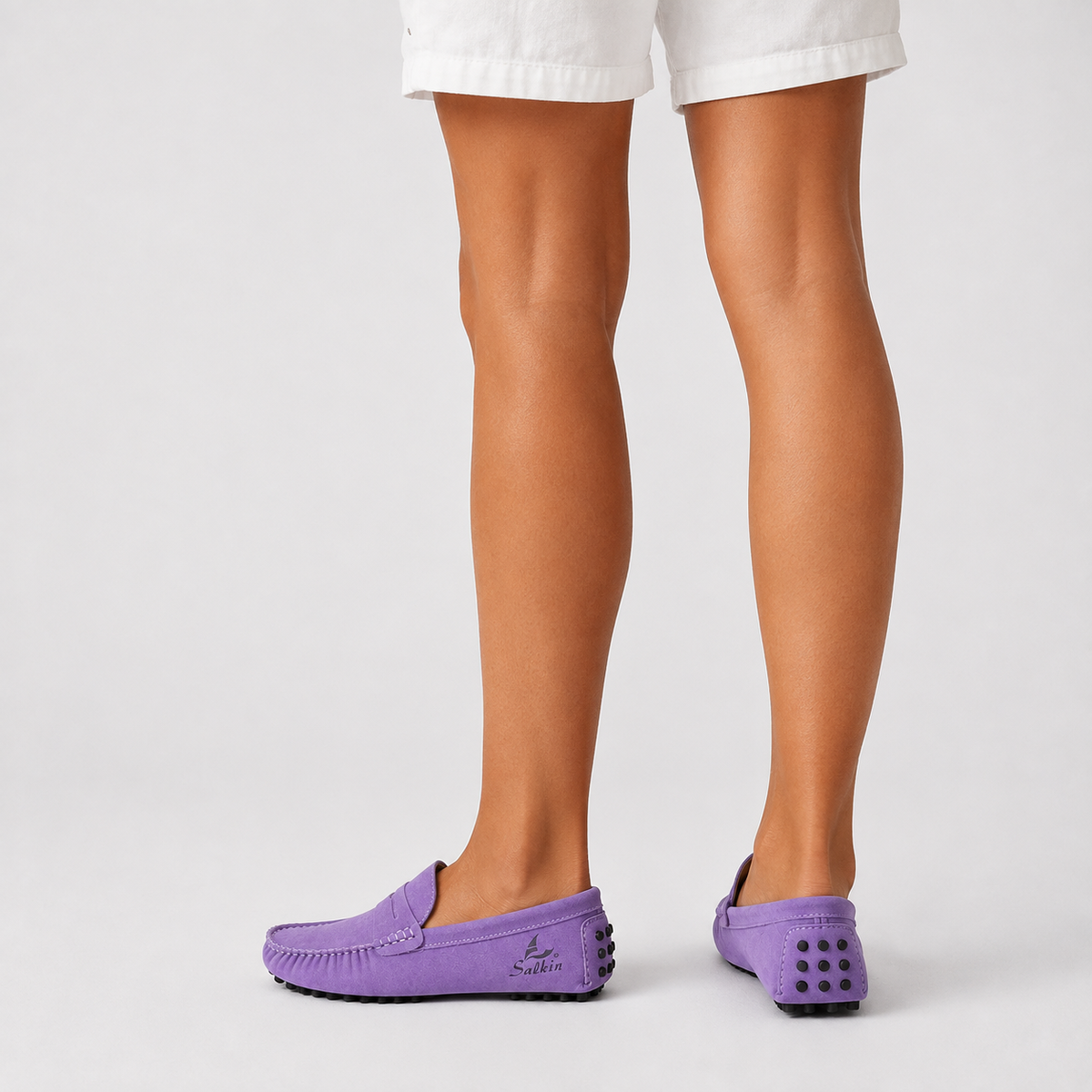 Mocassin Cuir Femme Violet En Croûte