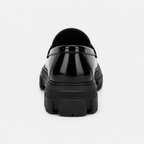 Mocassins Vernis Noir Femme À Semelle Épaisse Crantée