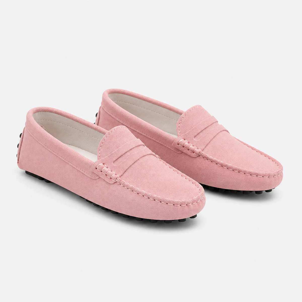 Mocassin Rose Cuir Véritable