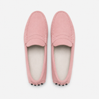 Mocassin Rose Cuir Véritable