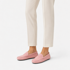 Mocassin Rose Cuir Véritable