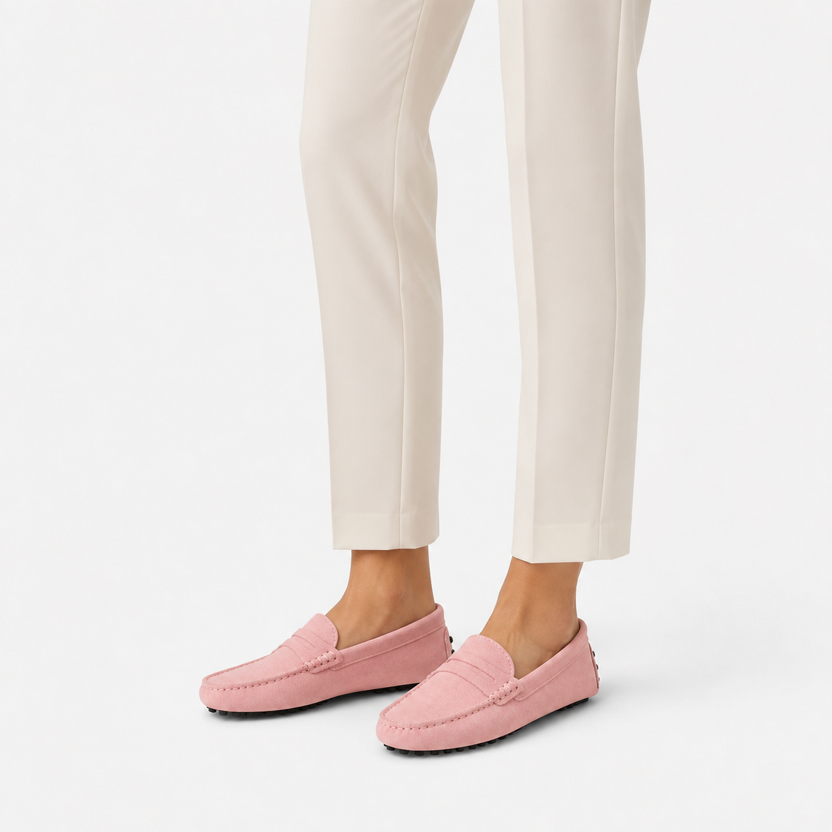 Mocassin Rose Cuir Véritable