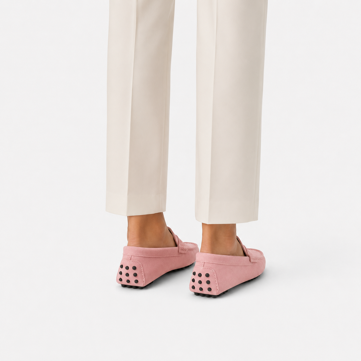 Mocassin Rose Cuir Véritable
