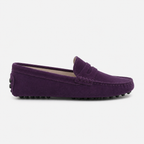 Mocassin Violet En Cuir De Vache Véritable