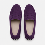 Mocassin Violet En Cuir De Vache Véritable