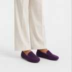 Mocassin Violet En Cuir De Vache Véritable