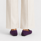 Mocassin Violet En Cuir De Vache Véritable