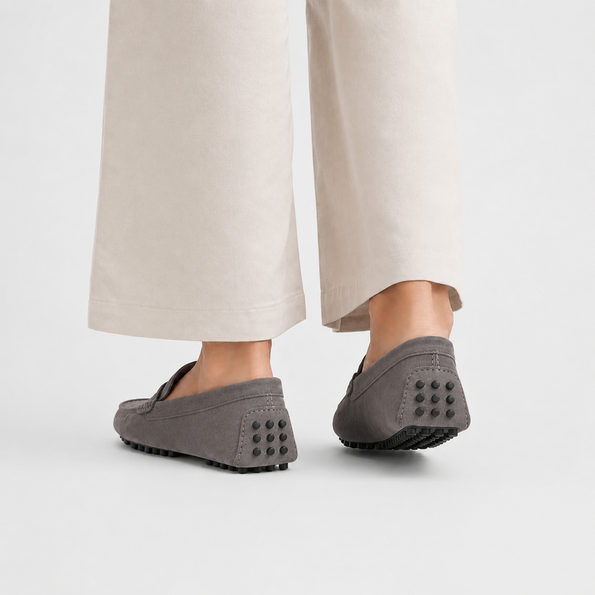 Mocassin Gris Cuir De Vache