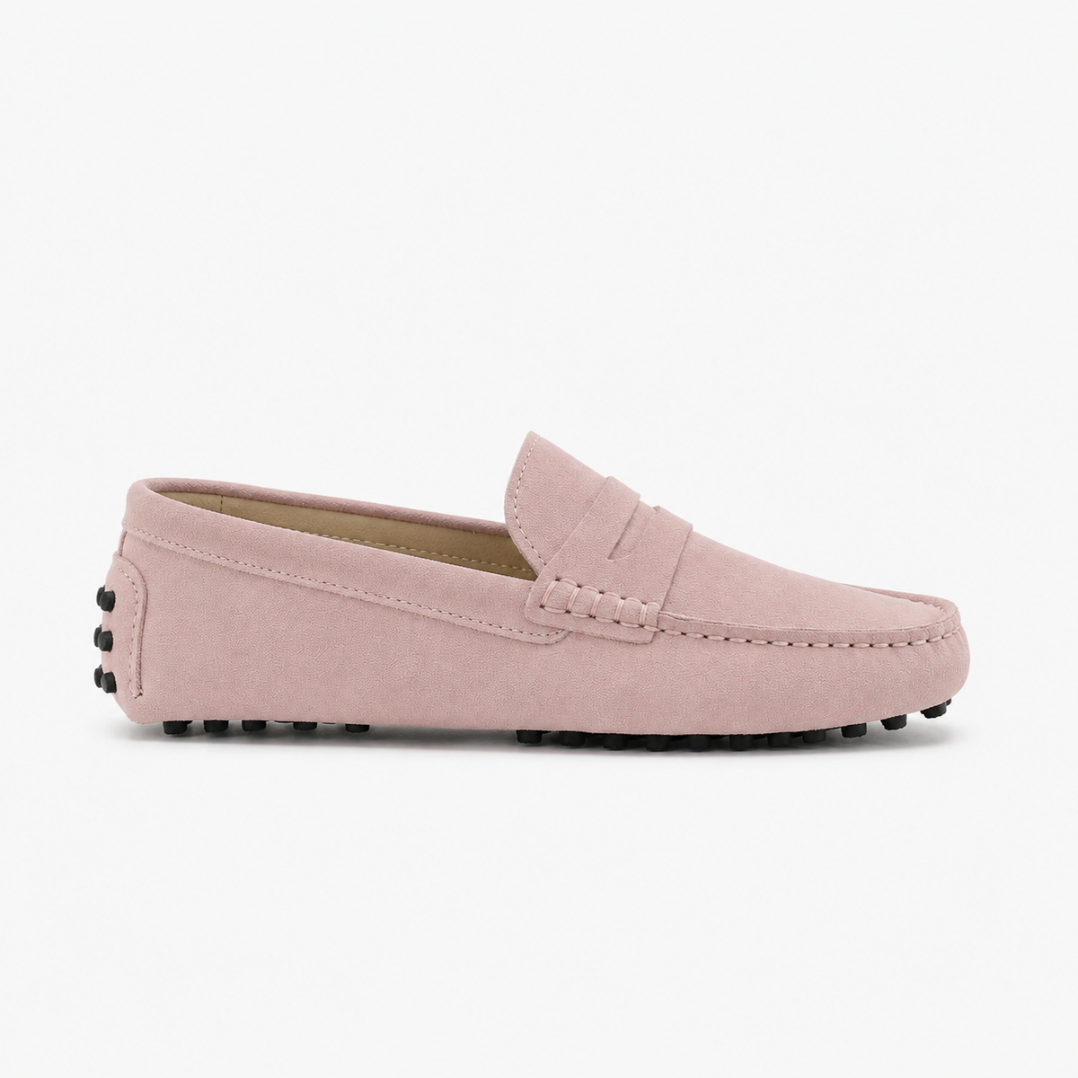 Mocassin Semelle En Caoutchouc Cuir De Vache Véritable