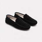 Mocassin Noir En Cuir De Vache