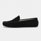 Mocassin Noir En Cuir De Vache
