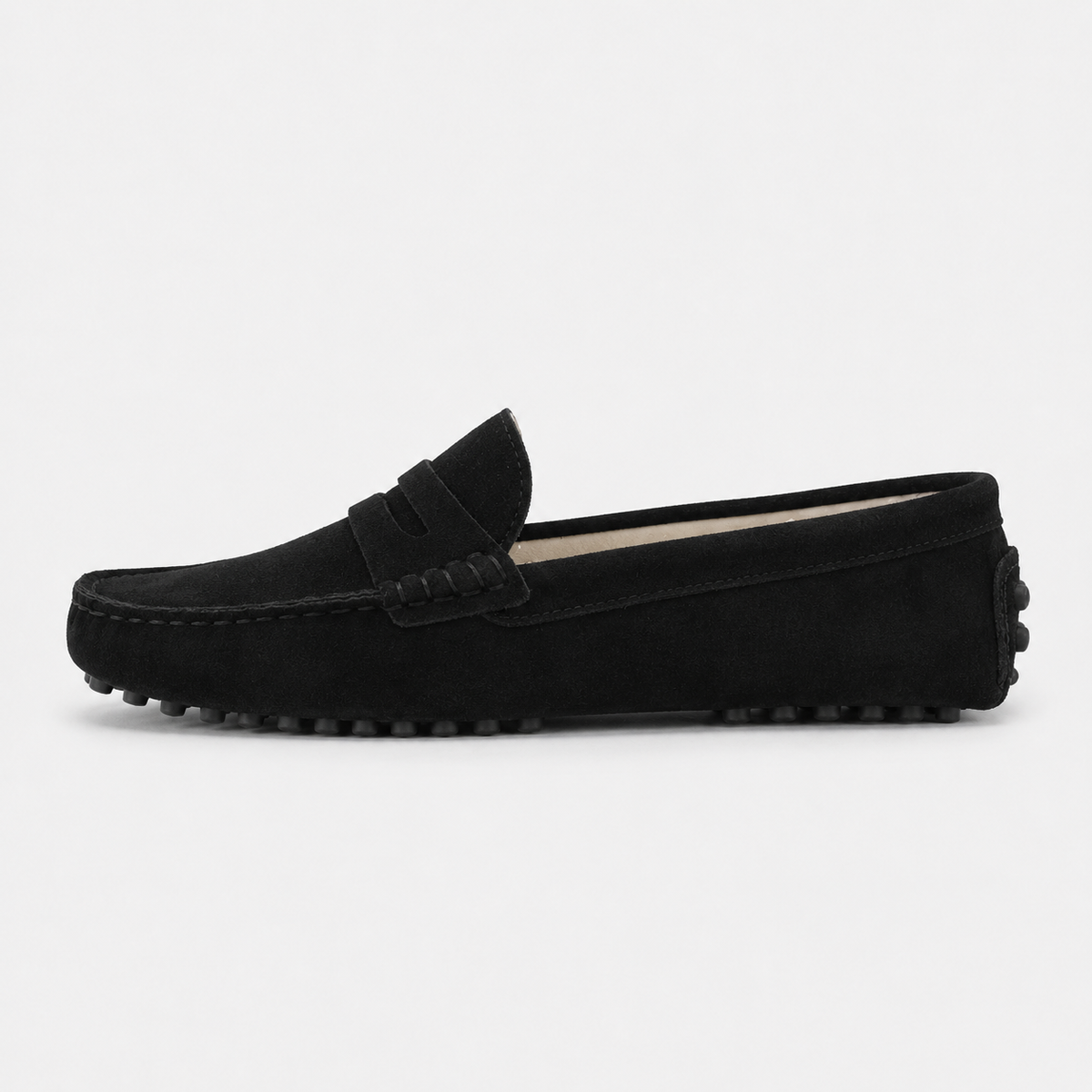 Mocassin Noir En Cuir De Vache