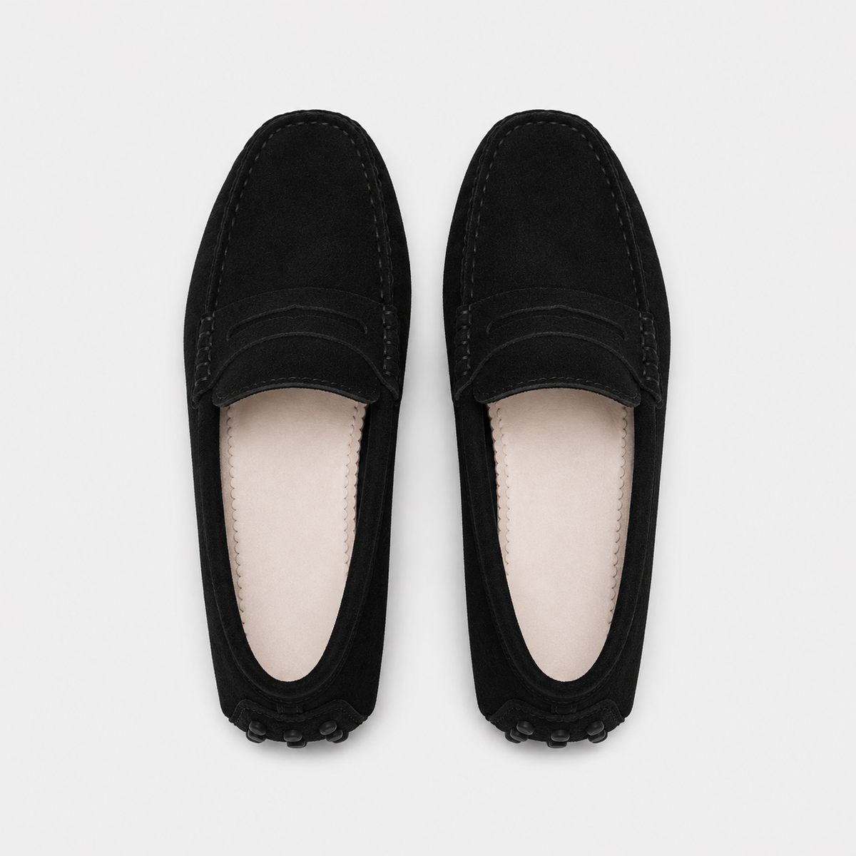 Mocassin Noir En Cuir De Vache