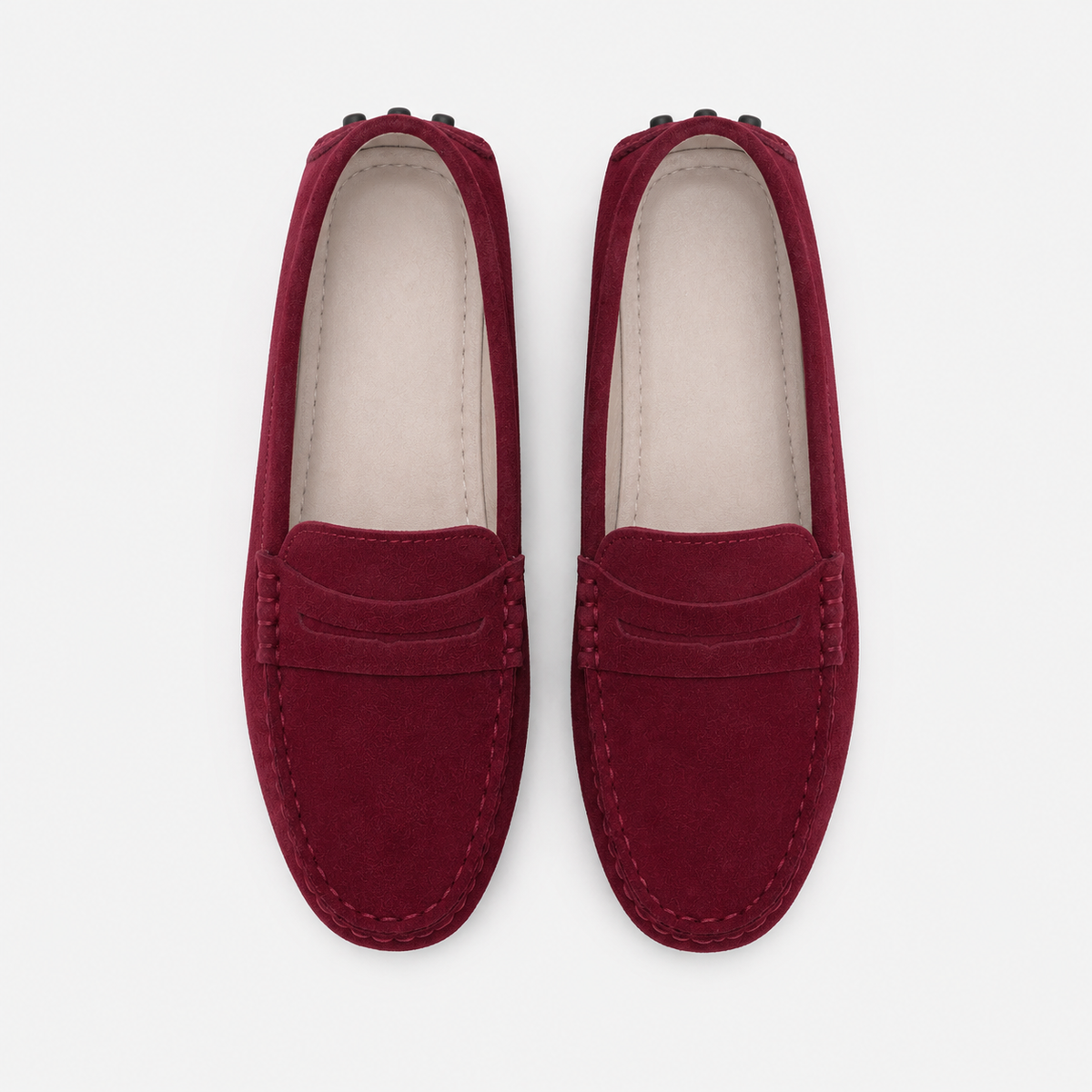 Mocassin Cuir De Vache Bordeaux