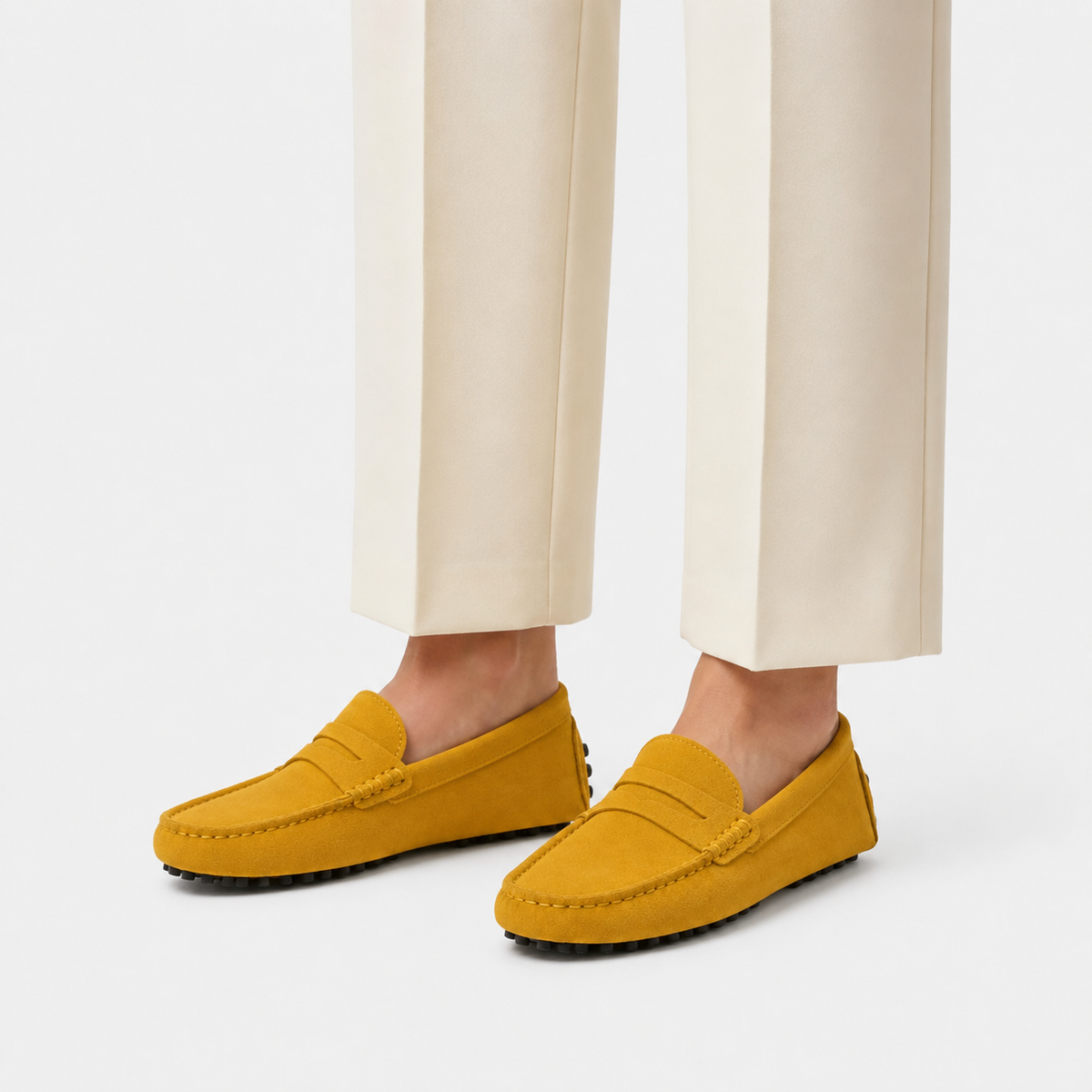 Mocassin Jaune Moutarde Cuir De Vache