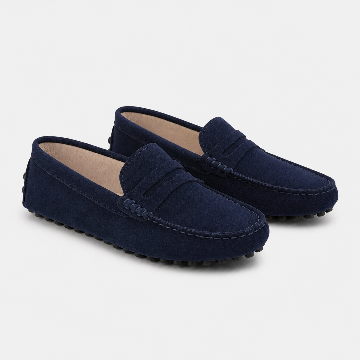 Mocassin Cuir De Vache Bleu Marine