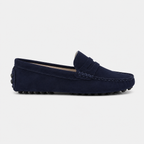 Mocassin Cuir De Vache Bleu Marine