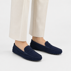 Mocassin Cuir De Vache Bleu Marine