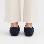 Mocassin Cuir De Vache Bleu Marine