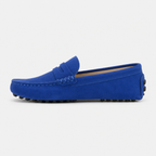 Mocassin Cuir Bleu Véritable