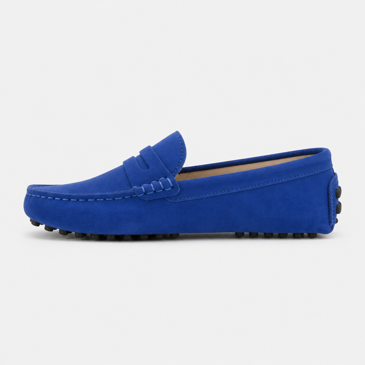 Mocassin Cuir Bleu Véritable