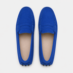 Mocassin Cuir Bleu Véritable