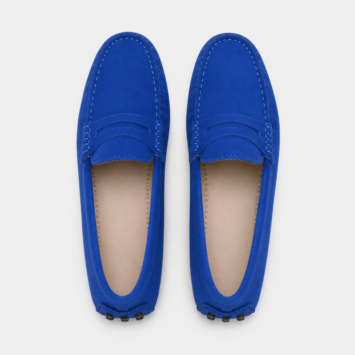 Mocassin Cuir Bleu Véritable