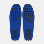 Mocassin Cuir Bleu Véritable