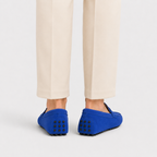 Mocassin Cuir Bleu Véritable