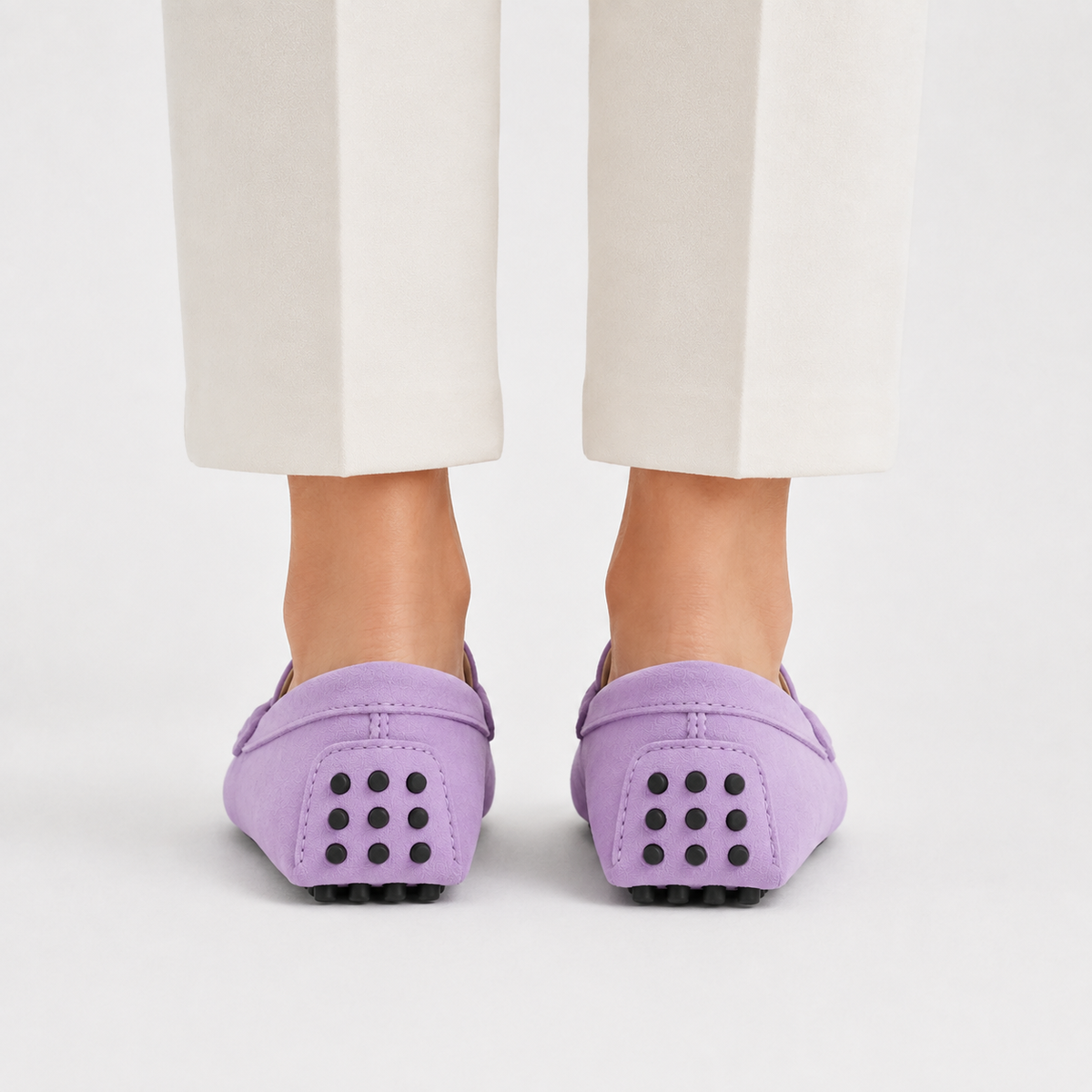 Mocassin Lilas Cuir De Vache