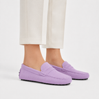 Mocassin Lilas Cuir De Vache