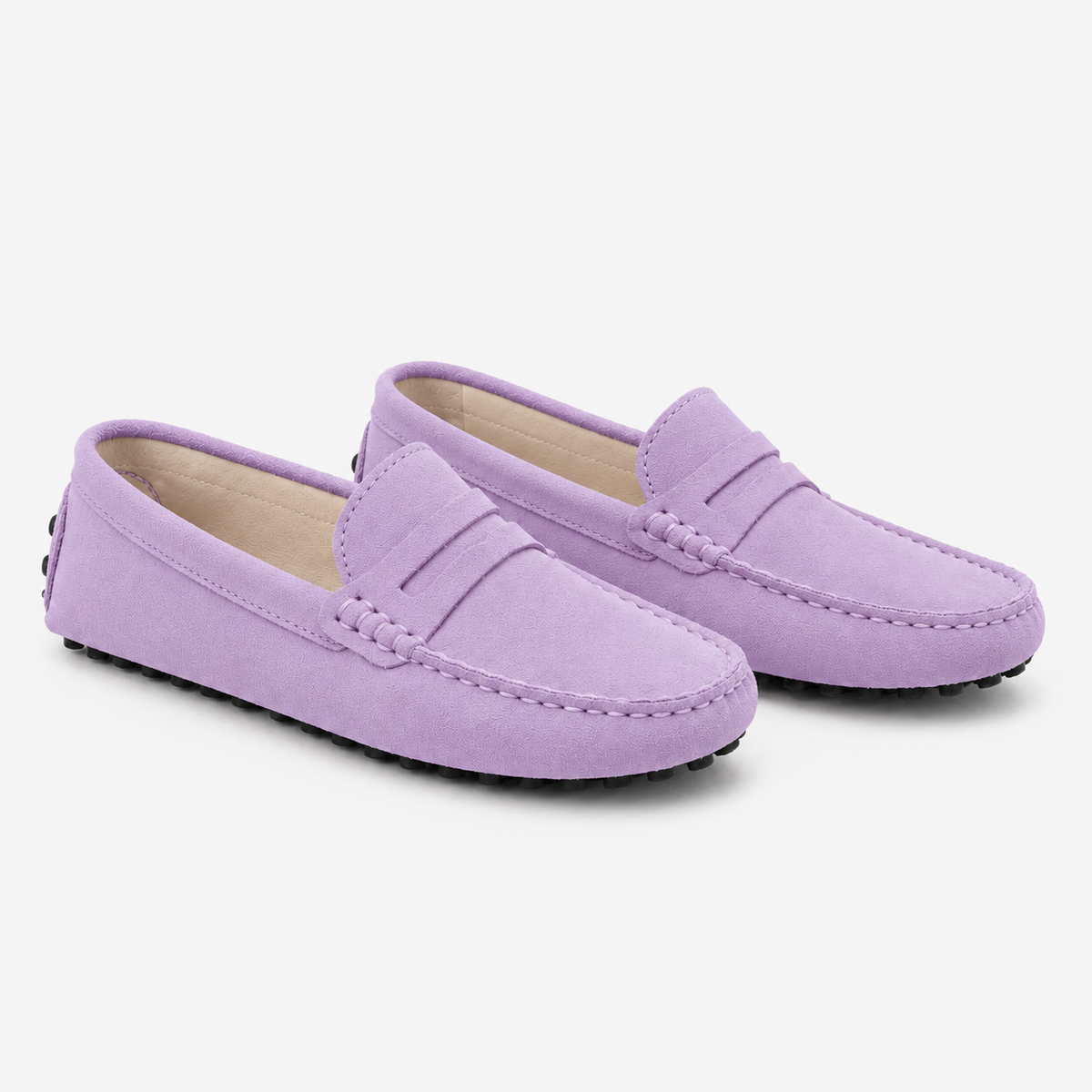 Mocassin Lilas Cuir De Vache
