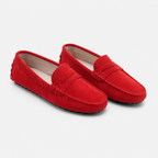 Mocassin Rouge Cuir Véritable