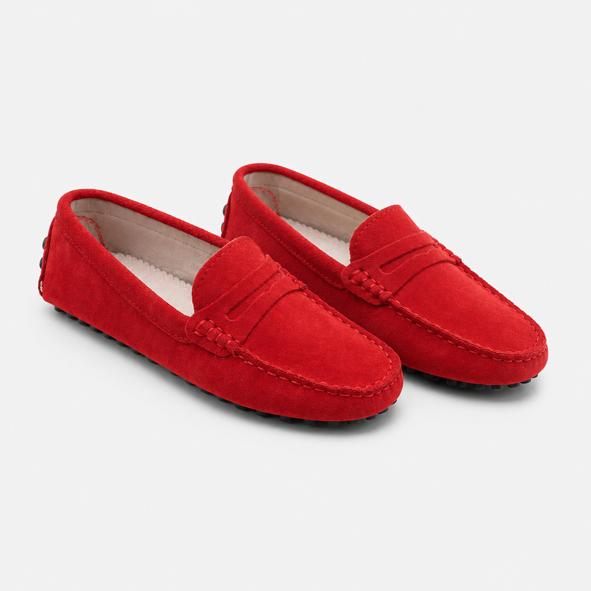 Mocassin Rouge Cuir Véritable