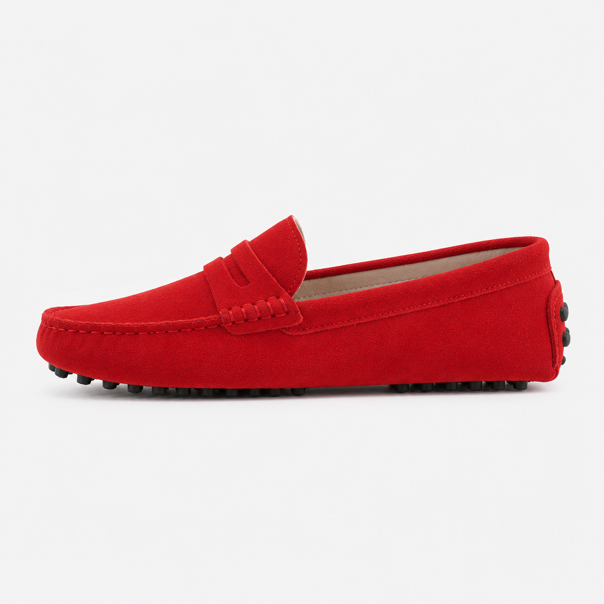 Mocassin Rouge Cuir Véritable
