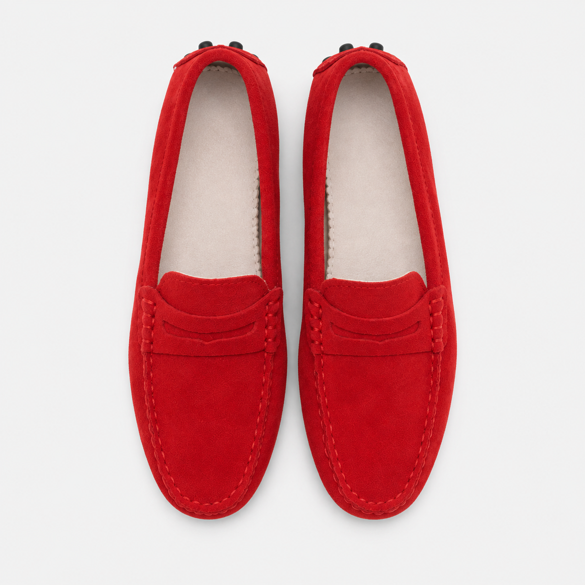 Mocassin Rouge Cuir Véritable