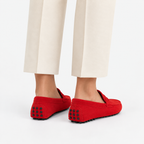Mocassin Rouge Cuir Véritable